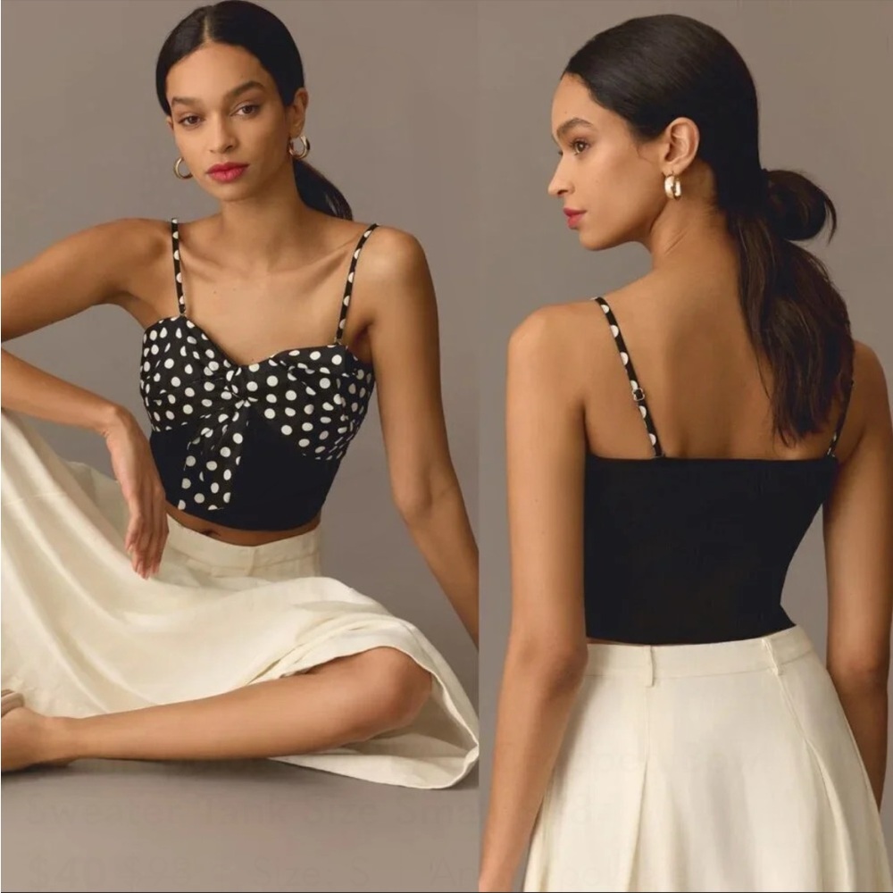 Anthropologie Dolan bow polka dot tank top